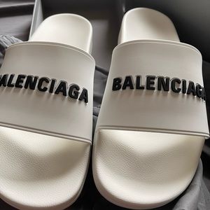 Balenciaga Men’s Pool Slides (12) White/Black
